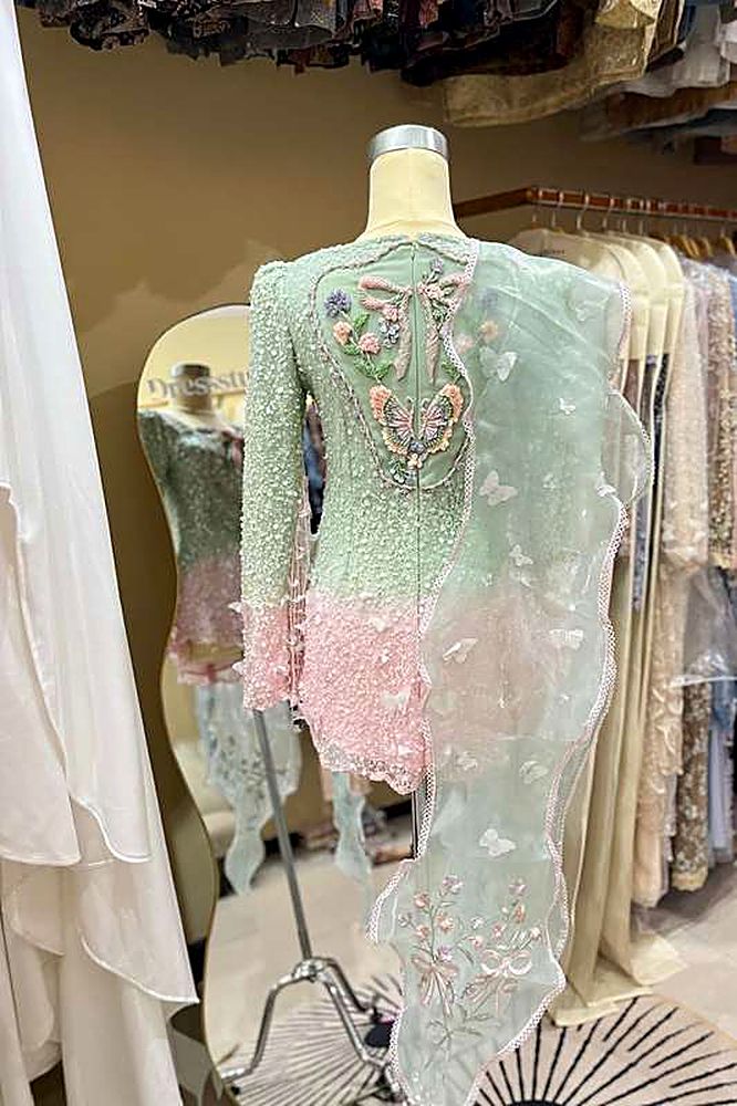Kebaya Kapuas Bungas Mint Powder Pink